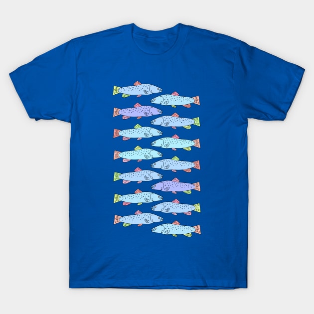 Cute and Colorful Trout Pattern T-Shirt by Davey's Designs